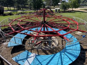 Looking down at the carousel